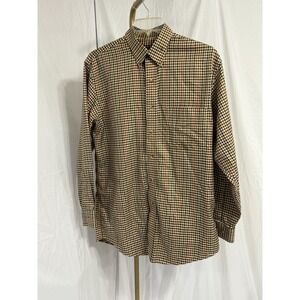 Jos A Bank Traveler's Collection Button Down‎ Shirt Red Tan Plaid 100% Cotton